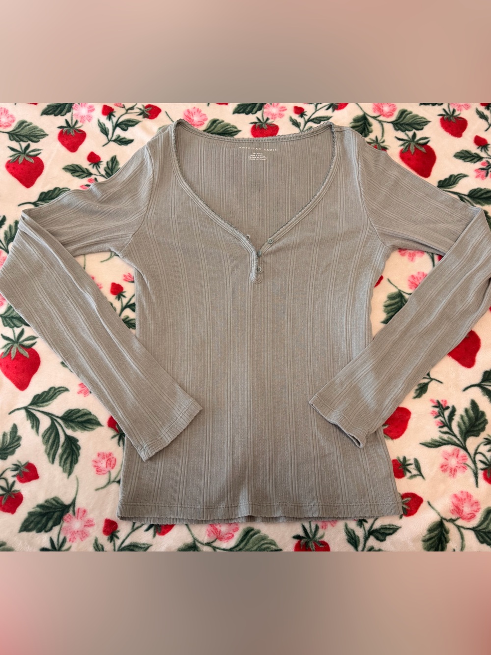American Eagle Outfitters Ribbed Scoop Neck Top in Taupe Gray